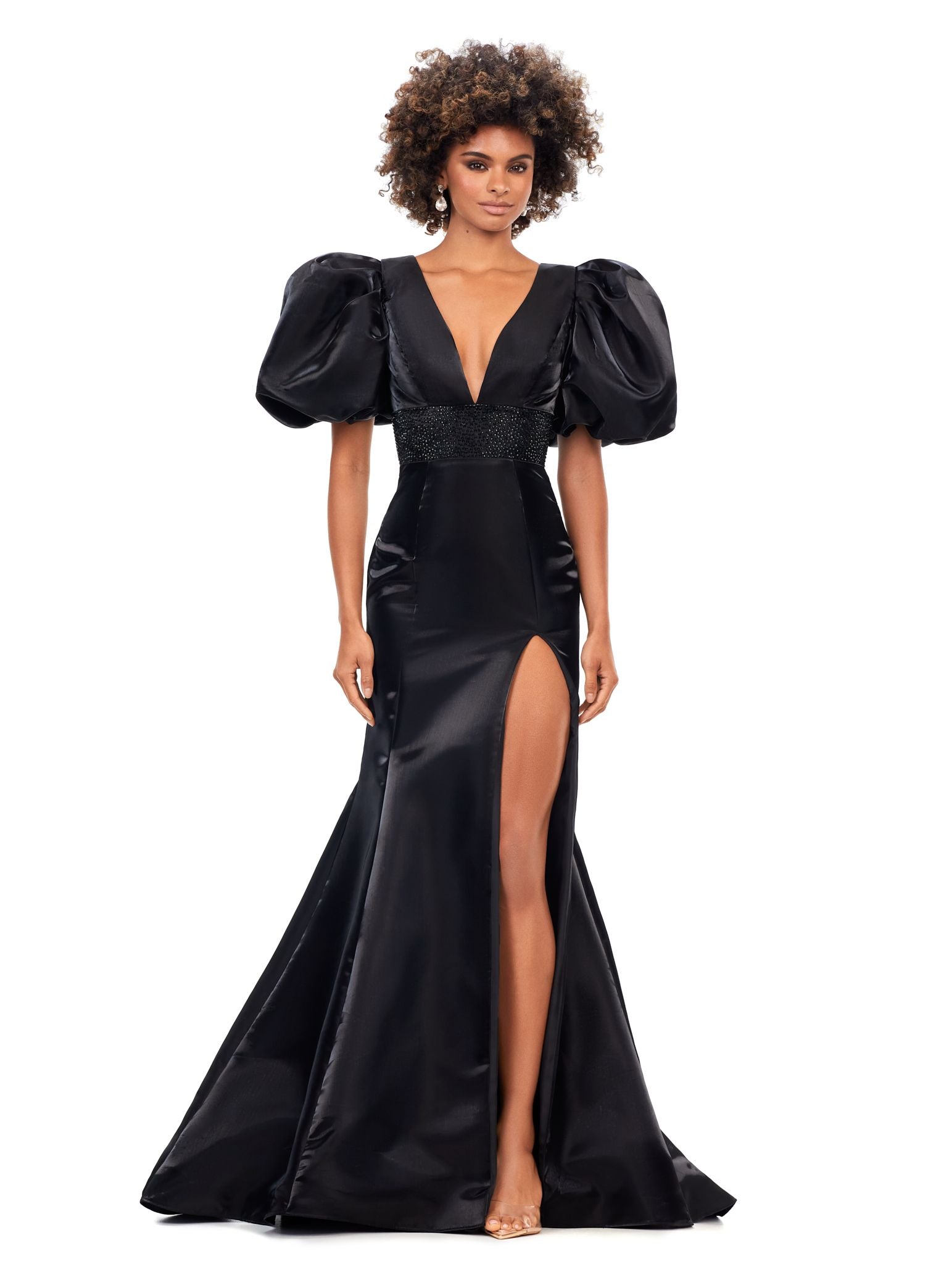 Black Lace Off-shoulder Sleeved Formal Ball Gown - Xdressy